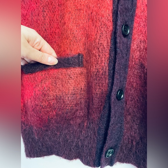 STEIN Burgundy Gradient Mohair Cardigan Purple Red Soft Oversized Sweater Medium - Picture 5 of 16